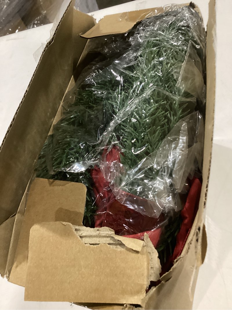 Condition photo showing Good Condition for 4 Pcs Small Christmas Norfolk Wreaths Evergreen 12.6 Inch Christmas Kitchen Cabinet Mini Wreaths Real Touch with Bow and Burgundy Ribbon for Xmas Front Door Window Home Table Pillar Decor