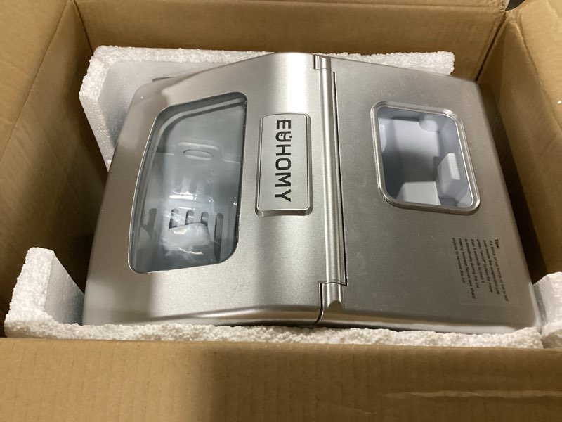 Condition photo showing Good Condition for EUHOMY Countertop Ice Maker Machine, 40Lbs/24H Auto Self-Cleaning, 24 Pcs Ice/13 Mins, Portable Compact Ice Maker with Ice Scoop & Basket, Perfect for Home/Kitchen/Office/Bar(Silver)