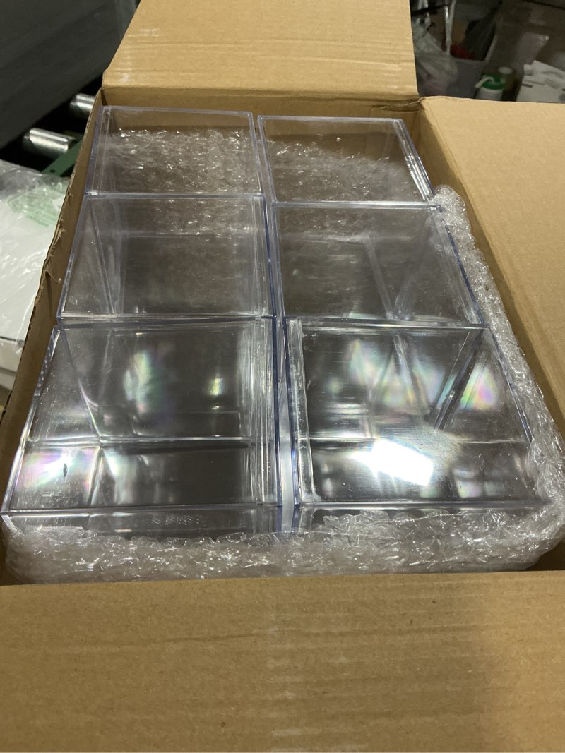 Condition photo showing Good Condition for yulejo 30pcs sturdy acrylic storage boxes, clear plastic square cube containers with lid, 3.3 x 3.3 x 3.3 inch, for candy, jewelry, organizer, storage boxes
