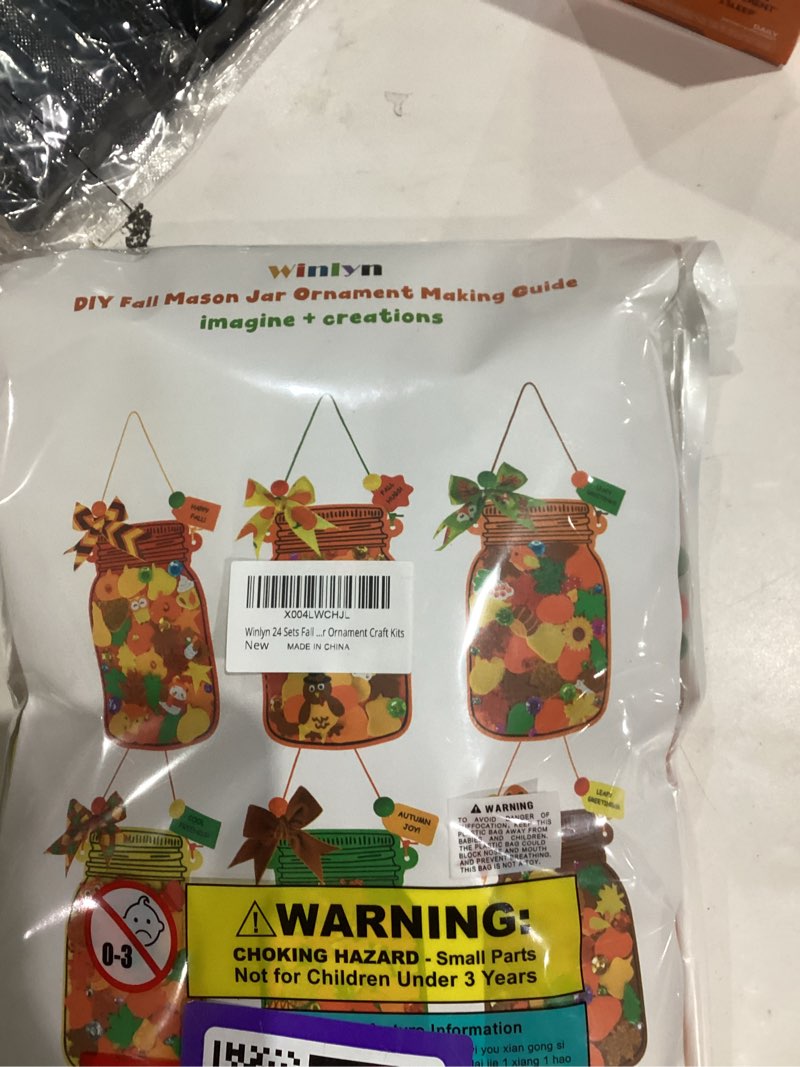 Condition photo showing New/Like New for Winlyn 24 Sets Fall Craft Kits DIY Maple Leaf Pumpkin Mason Jar Ornaments Decorations Art Sets Autumn Foam Stickers Easy Thanksgiving Arts and Crafts for Kids Home Classroom Activities Party Favors