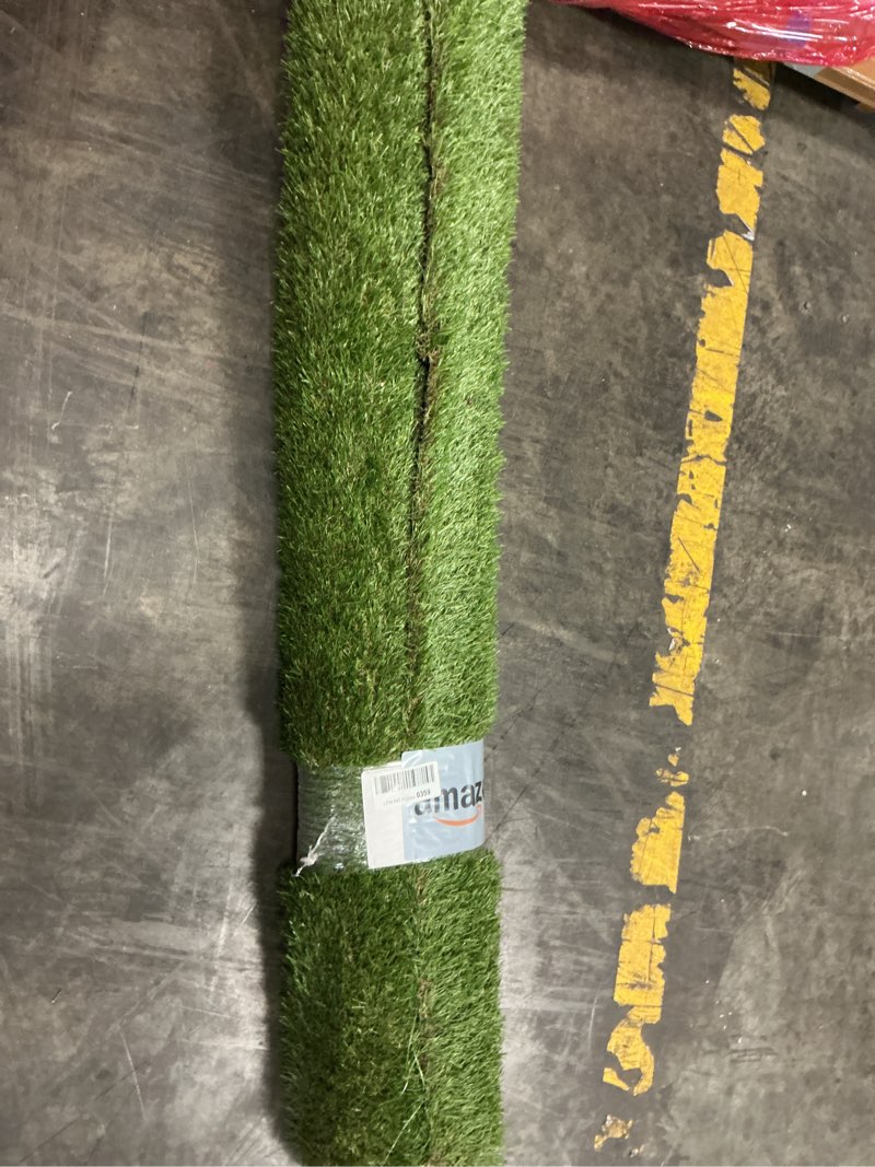 Condition photo showing Good Condition for Sweet Home Stores Lifelike Artificial Grass Area Rug 7x8 Indoor/Outdoor with Drainage Holes, Customizable Thick High Pile for Backyards, Patio, Bedroom Rug, 6'6" x 8' High Pile - Grass Green 6'6" x 8' (Rectangular)