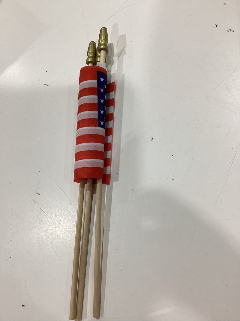 Condition photo showing Good Condition for 6 pack small american flags/mini american flag for outdoor us 4x6 inch american hand held stick flag with safety spear top, patriotic 4th of july decorations veteran's day decorations 6 pcs
