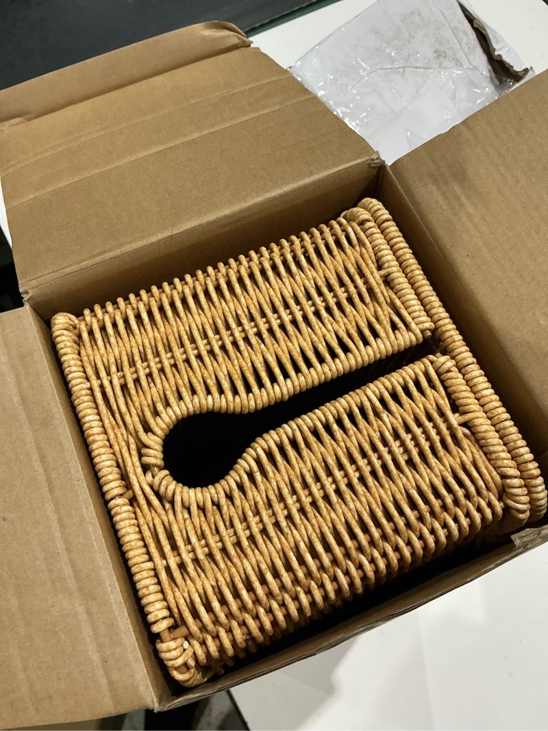 Condition photo showing Good Condition for 2pack large cable management box, handwoven imitation rattan cord organizer cord hider box, cable organizer box for desk, cord management box to hide cords and power strips