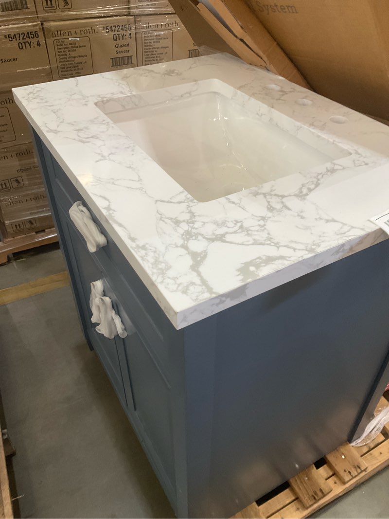  allen + roth lancashire 30-in chambray blue undermount single sink bathroom vanity