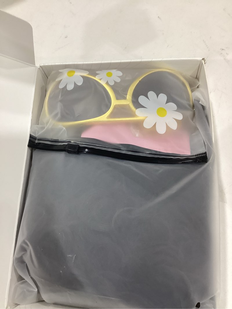 Condition photo showing Good Condition for Mens Curly Wig + Glasses + Gold Chain + Peace Sign Necklace +Mustache + Wig Cap Long Curly Brown Wigs for 70s Disco Party Cosplay Costume Halloween Use?6pcs Set?