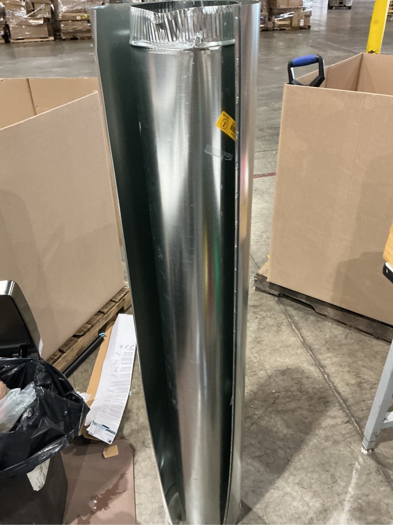 Condition photo showing As Is for imperial 7-in x 5-ft 28 gauge galvanized steel round duct pipe