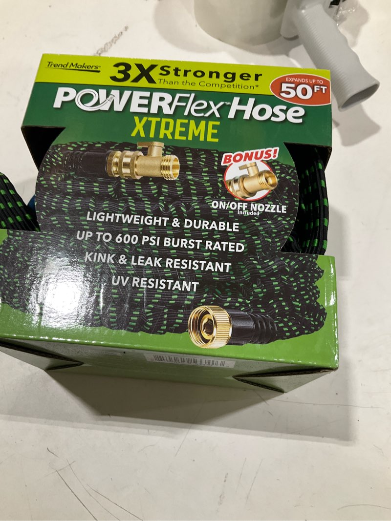 Condition photo showing As Is for flex-able hose flex-able xtreme hose 50ft - kink free, expandable, heavy duty, green garden hose