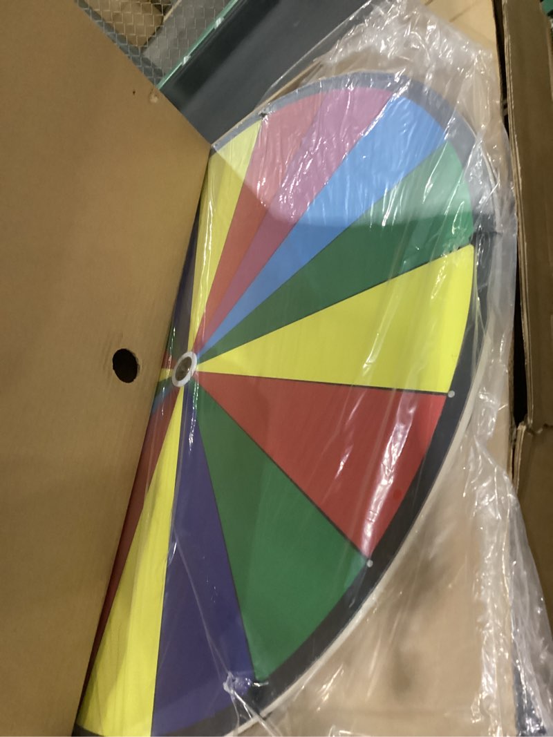 Condition photo showing Good Condition for 30 Inch Large Size Spin Wheel Heavy Duty Prize Wheel Height Adjustable 55”-67“ Floor Stand Fortune Wheel with Dry Erase Marker & Eraser 18 Slots Spinning Wheel for Game Carnival and Tradeshow