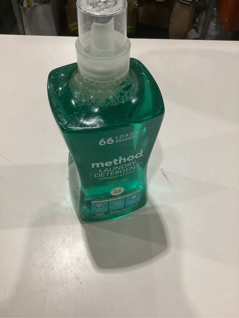 Condition photo showing New/Like New for method liquid laundry detergent; beach sage scent, stain remover; ; 66 loads per 53.5 oz bottle; (pack of 1) beach sage 53.5 fl oz (pack of 1)