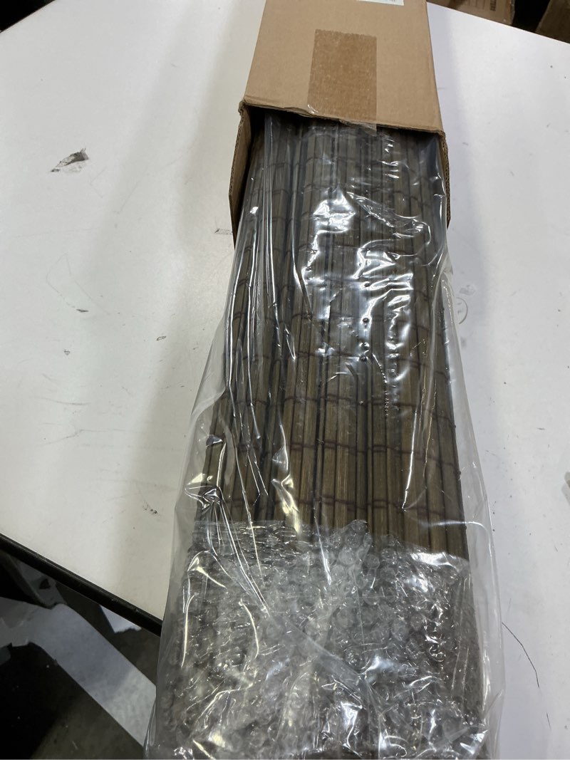 Condition photo showing New/Like New for LazBlinds No Tools No Drill Cordless Bamboo Roman Shades, Privacy Window Treatment, Roll Up Bamboo Blinds for Windows 26'' W x 64'' H, Driftwood Privacy-driftwood 26" W x 64" H