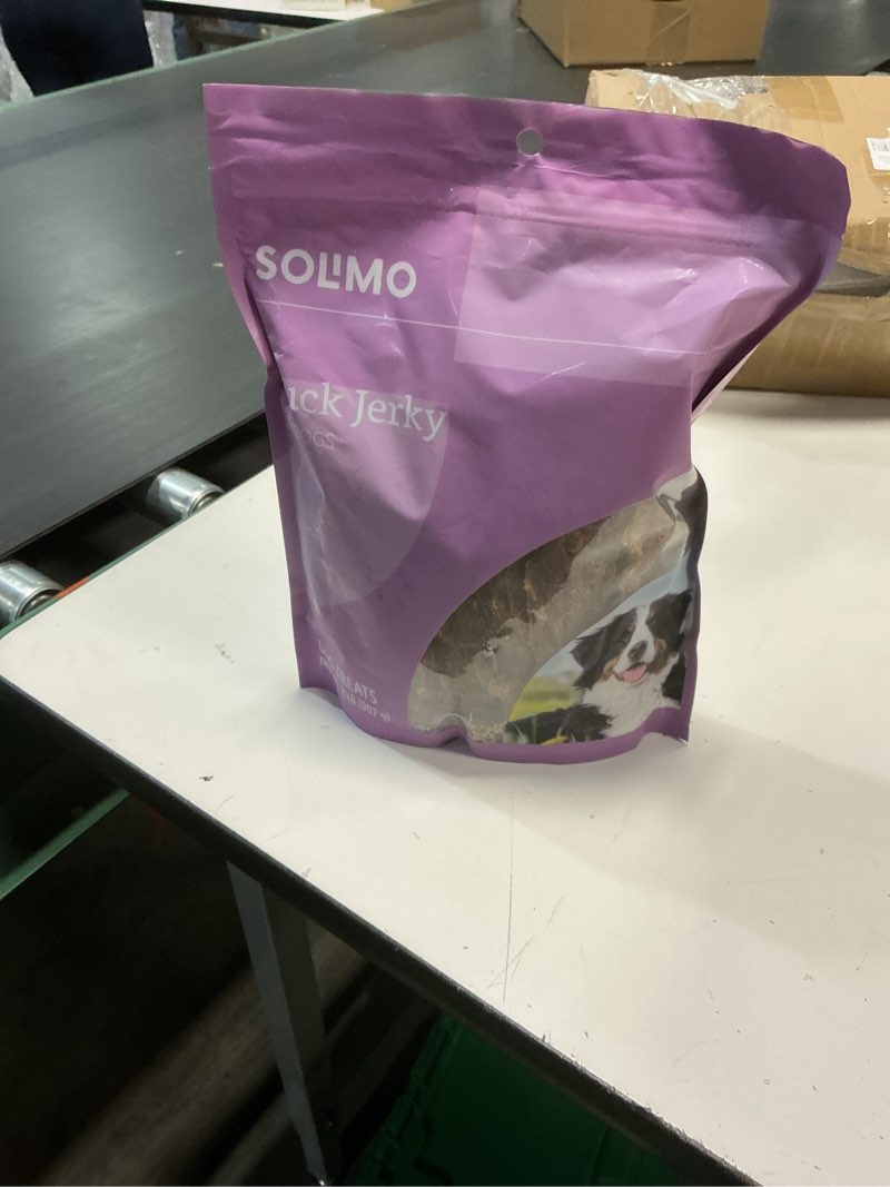 Condition photo showing New/Like New for ((BB:22/MAR/2026))Amazon Brand - Solimo Duck Jerky Dog Treats,2 pounds Duck 2 Pound (Pack of 1)