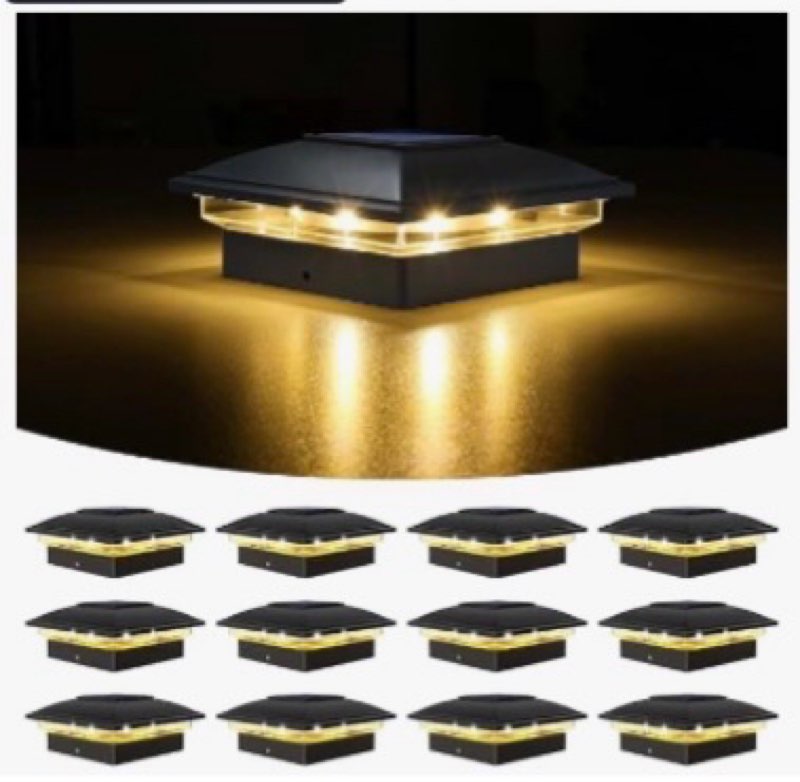 volisun solar post cap light outdoor waterproof 12pack,solar fence - post lights for 4x4 5x5 6x6 woo