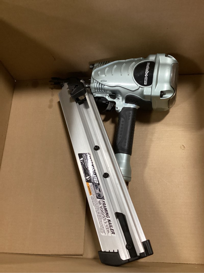 Condition photo showing As Is for Metabo HPT Framing Nailer, Pro-Preferred Power Nailer for Flooring, Roof Decking, and More, Lightweight 7.5 lbs Framing Tool for 21° 2" to 3-1/2" Plastic Collated Nails, NR90AES1 NR90AES1 Only
