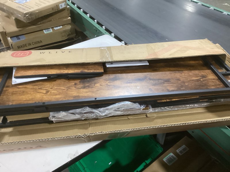 Condition photo showing Good Condition for WLIVE Dresser with Hanging Rack for Bedroom, 3 Drawer Dresser with LED Lights & Charging Station, Fabric Dressers & Chest of Drawers, Storage Organizer with Open Shelves for Living Room, Brown Rustic Brown Wood Grain Print