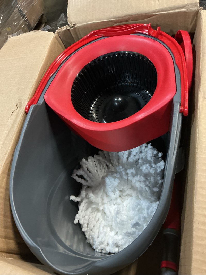 Condition photo showing Good Condition for o-cedar easywring microfiber spin mop, bucket floor cleaning system, red, gray, standard #1 easywring system