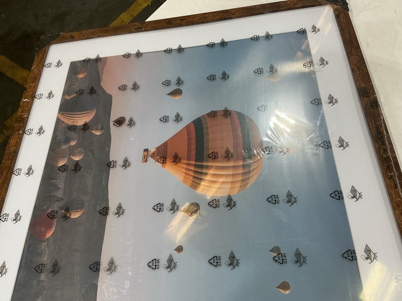 Condition photo showing As Is for wood 20x20 picture frame with 16x16 mat deep brown, display 16x16 with mat or 20x20 without mat, wood 20 by 20 photo frame, 20 x 20 frame for wall hanging display, deep brown