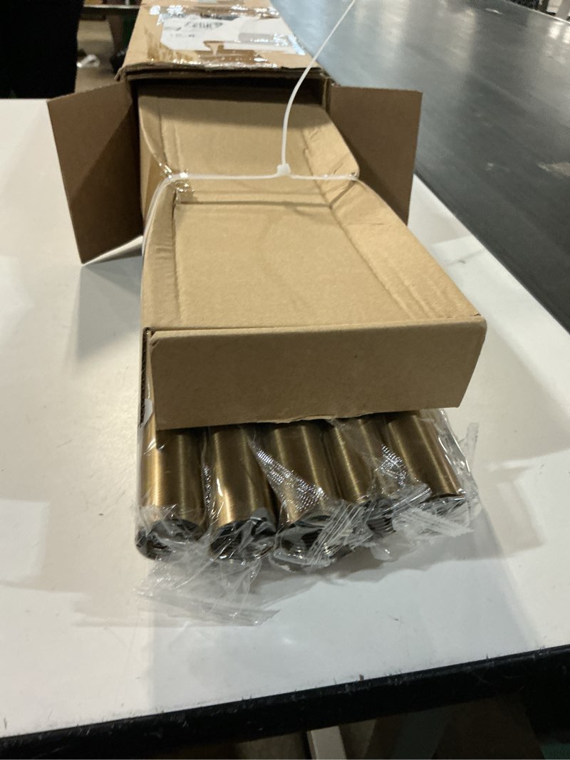 Condition photo showing New/Like New for warm gold brass curtain rod 36-144 inches adjustable, 1" diameter heavy duty window rod with solid aluminum finials & heavy duty brackets for bedroom living room kitchen warm gold 36"-144"-1 pack