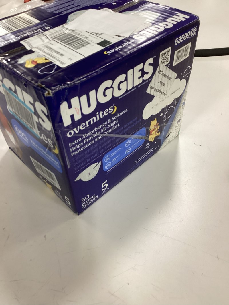Condition photo showing New/Like New for Huggies Overnites Size 5 Overnight Diapers (27+ lbs), 50 Ct, Packaging May Vary Size 5 50