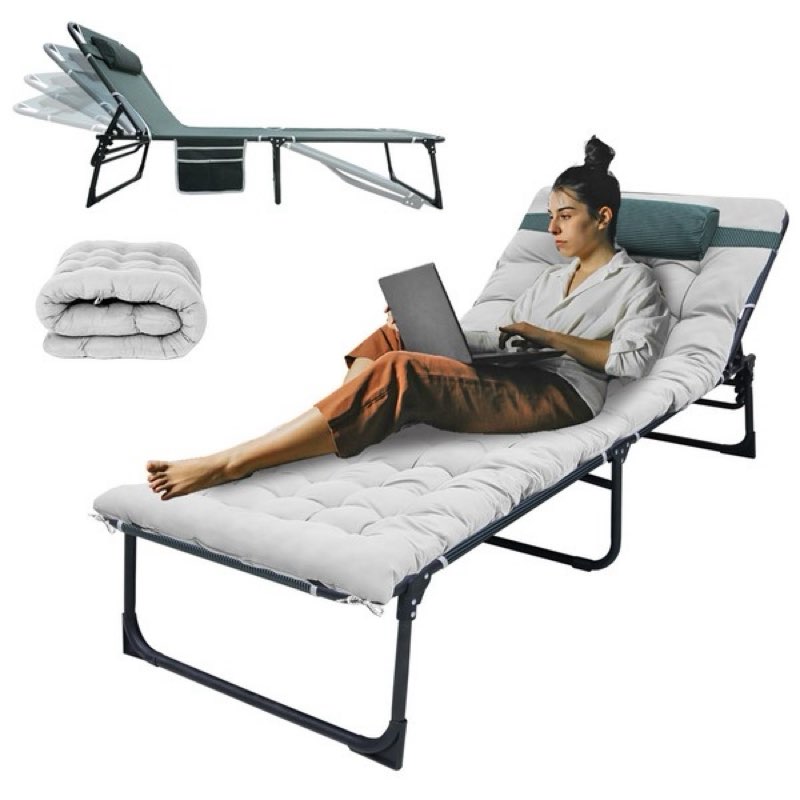 YELLOW JACKET Folding Camping Cot with Mattress, Upgraded 32" Wide Cot for Camping, Folding Sleeping