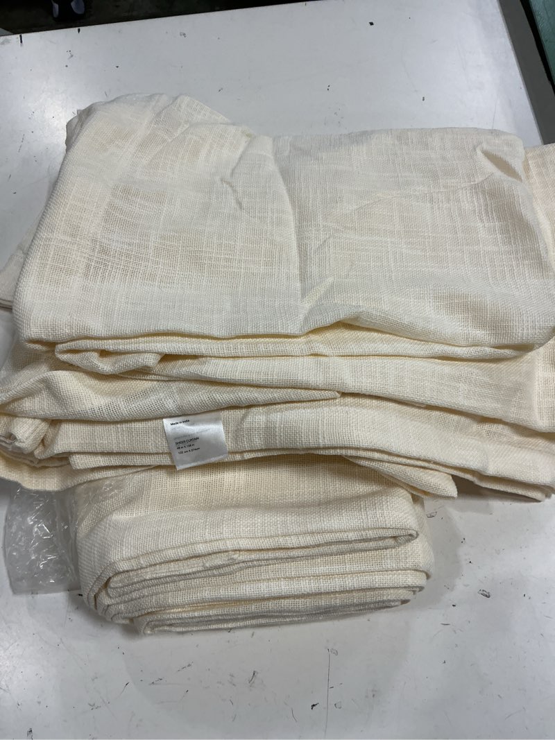 Condition photo showing Good Condition for quince cotton sheer curtain set (set of 2) 48” x108” ivory