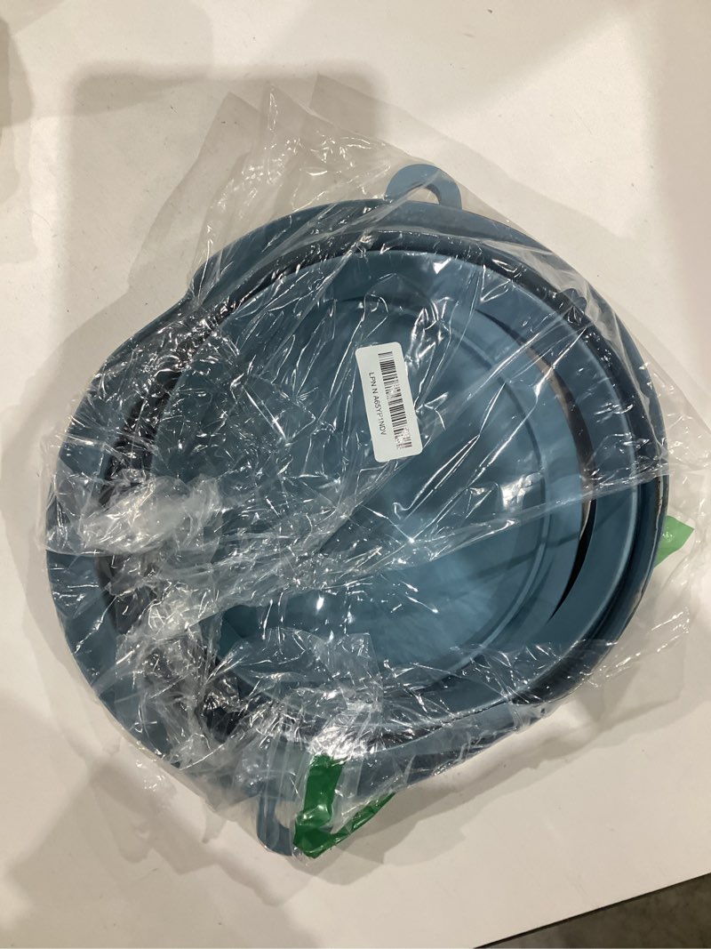 Condition photo showing As Is for L.I.Q Silicone Splatter Guard – Fits 10 and 12 Inch Pots (25 and 30 Centimeters) – Microwave Safe and Durable SplatterDom - Includes 10” Lid - Food and Oil Splash Guard (Blue Steel, Large) 10-12" Blue Steel