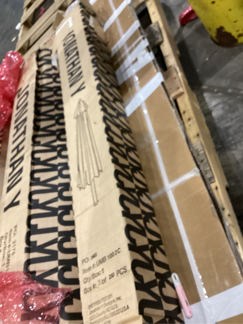 jonathan y umb1001o collins 9 ft. classic cottage fringe tassel market patio umbrella with auto-tilt