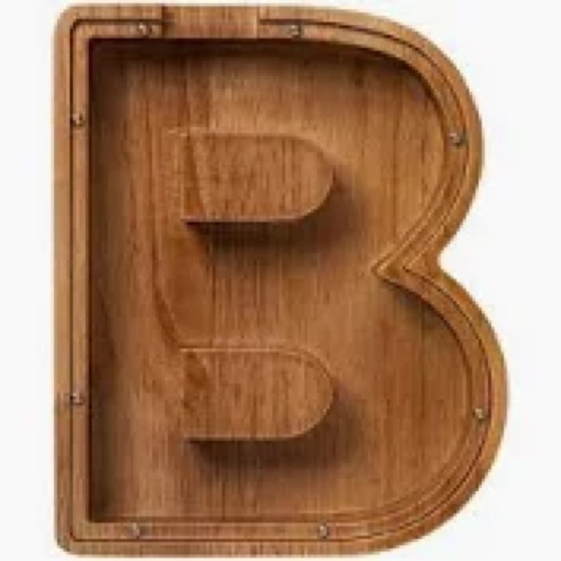 ladenk 12 inch extra large wooden kids letter piggy bank - piggy bank for boys girls - initial o bank - alphabet money bank for birthday o initial-12\" letra b 