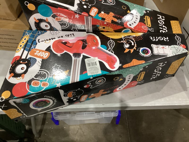 ROFFT Kids Kick Scooter, LED Lighted Wheels and 3 Adjustable Height Handlebars, Lean-to-Steer & Wide