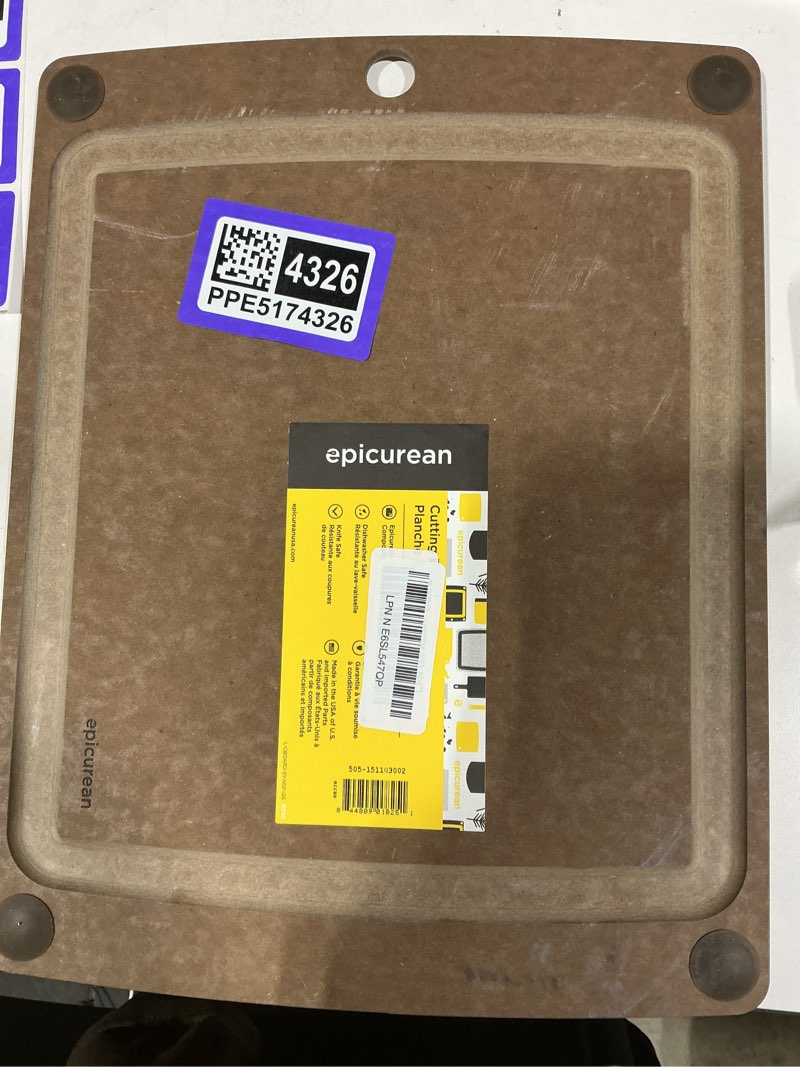 Condition photo showing New/Like New for epicurean all-in-one cutting board with non-slip feet and juice groove - non-toxic, dishwasher safe, made in the usa, 14.5" x 11.25", nutmeg 14.5"l x 11.3"w nutmeg/brown