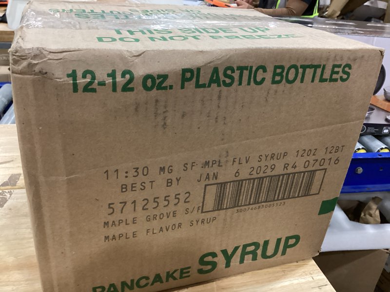 Condition photo showing New/Like New for best by 1.2029maple grove farms, syrup, sugar free, maple flavor, 12 ounce (pack of 12)