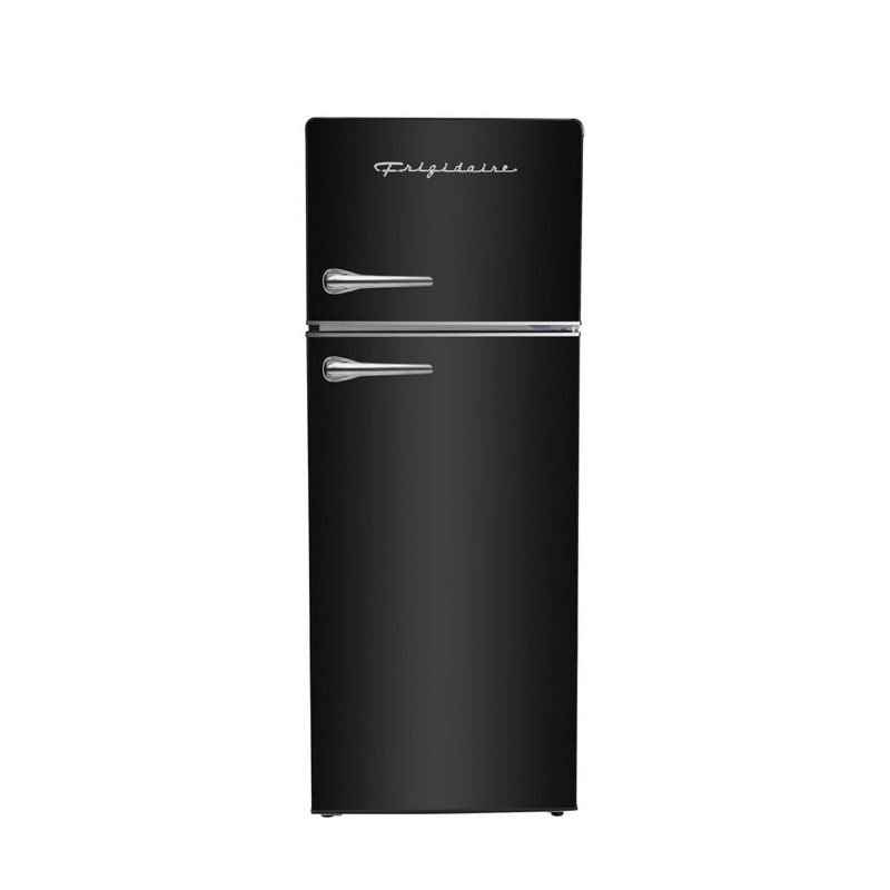 frigidaire 7.2 cu. ft. retro top freezer refrigerator in black with chrome