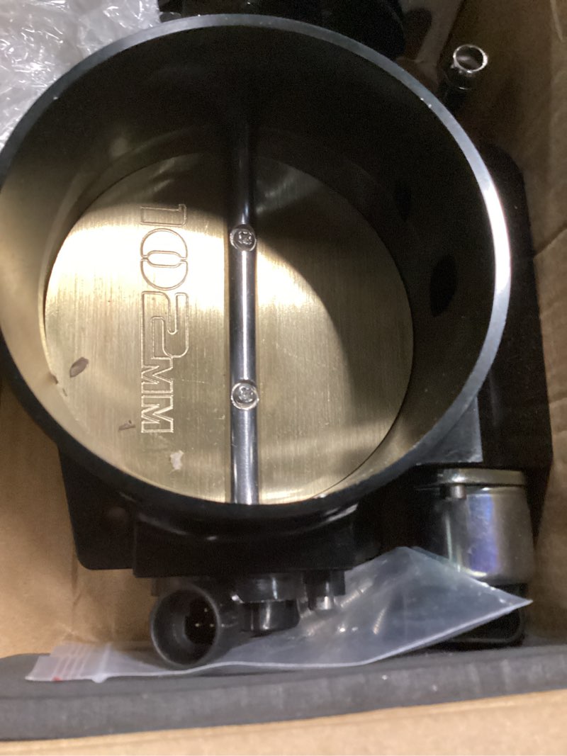 Condition photo showing Good Condition for 102mm throttle body 4-bolt for ls1 ls2 ls3 ls6 ls7 lsx drive by cable with throttle position sensors tps iac aluminum black htracing 102mm black