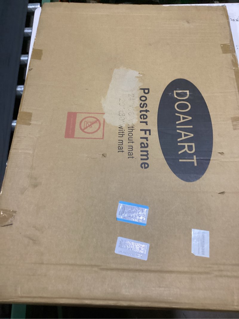 Condition photo showing Good Condition for doai art 24x36 poster frame black without mat or 20x30 picture frame with mat - polished plexiglass for wall vertically or horizontally display - wall mounting hardware included black 24x36-1 pack
