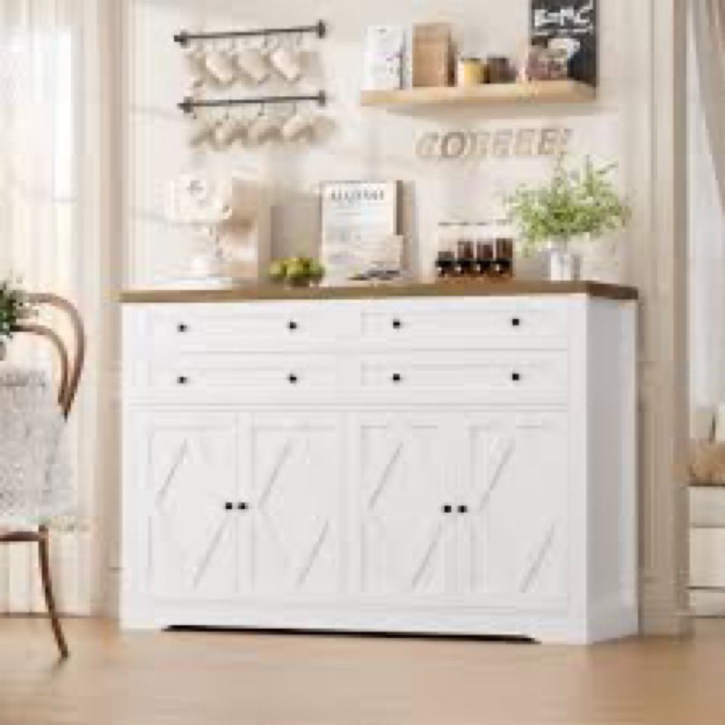 55.1" W Sideboard with 4 Drawers, Thickened Desktop