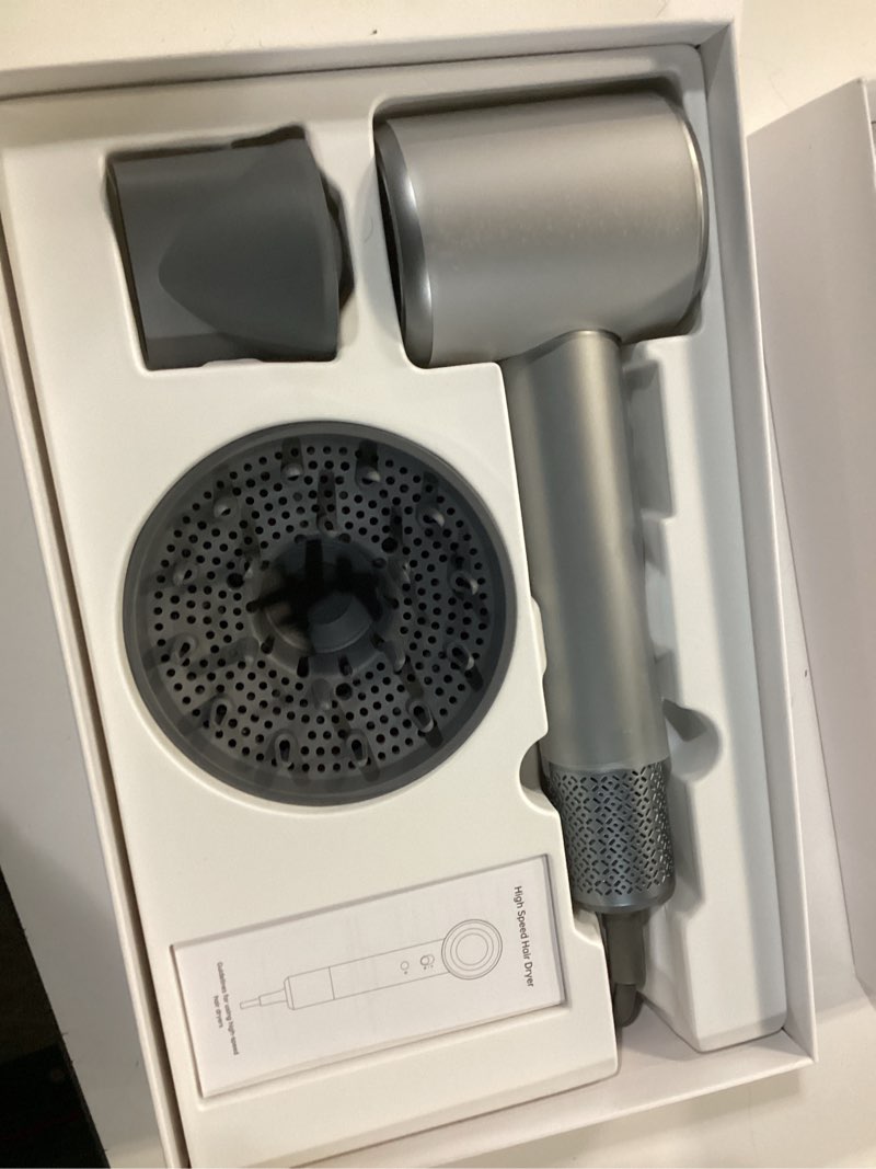 Condition photo showing Good Condition for hair dryer, 110000 rpm professional ionic blow dryer with brushless motor for fast drying, thermo-control quiet compact hair blow dryer with magnetic diffuser for curly hair for home travel salon