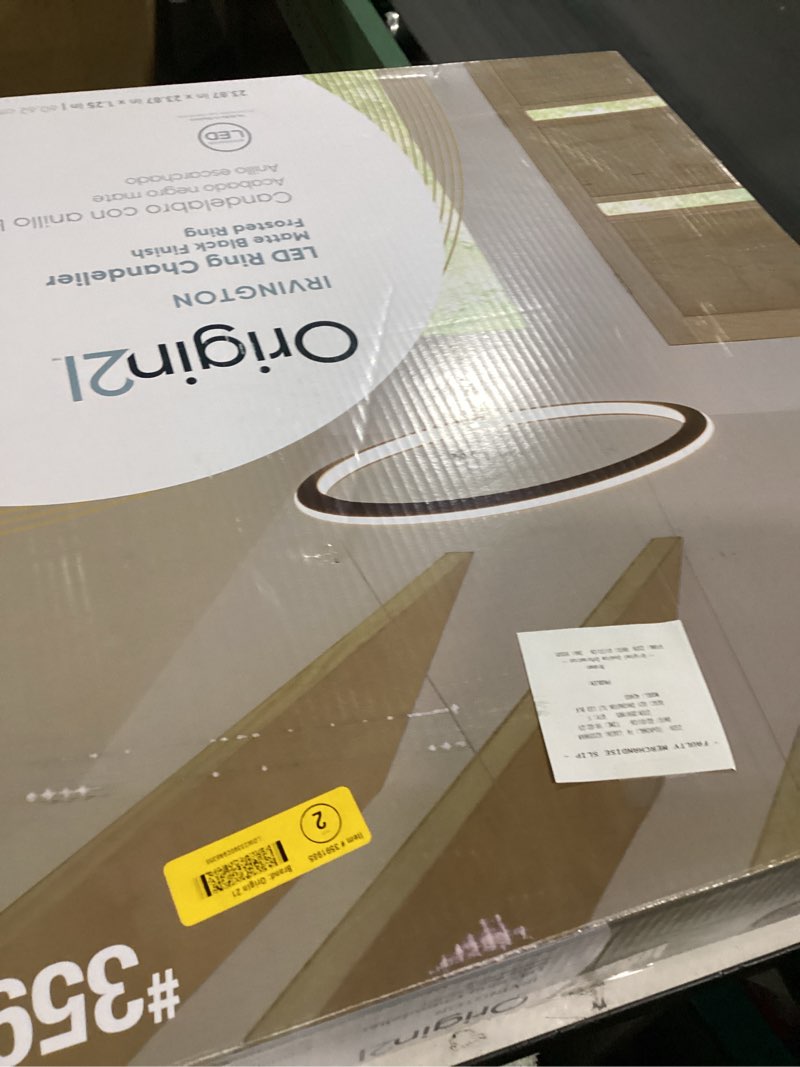 Condition photo showing As Is for Origin 21 Irvington 1 -Light Matte Black LED Acrylic Plastic Chandelier