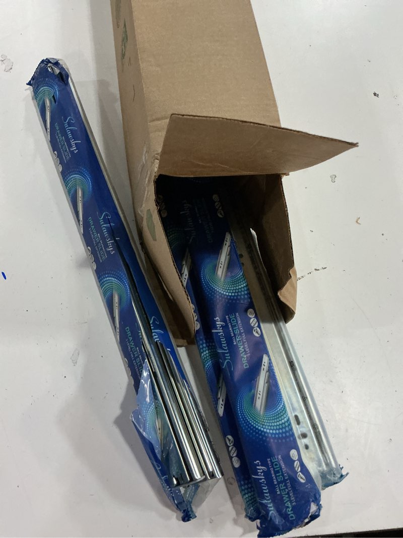Condition photo showing As Is for 20 inch drawer slides 4 pairs (8pcs) soft self close full extension ball bearing drawer rails side mount metal dresser runners for file cabinet trash can kitchen wardrobe glides 20" 100 lb capacity ?20inch-500mm