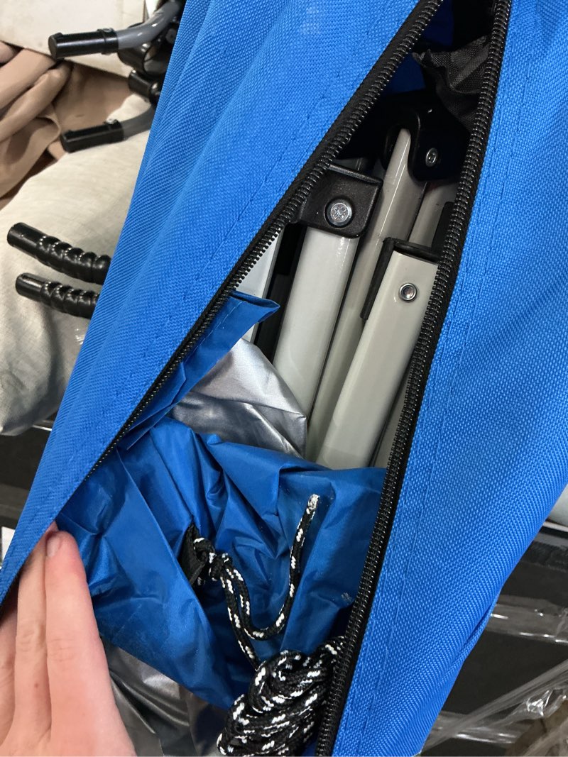 Condition photo showing As Is for ozark trail 10' x 10' instant slant leg pop-up outdoor canopy, blue