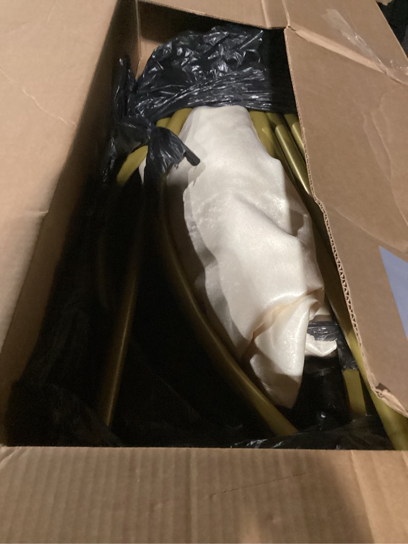 Condition photo showing As Is for 6 ft Arch Backdrop Stand, Wedding Arch Frame, Stable Metal Background Stand with Square Base Ground Nails, for Birthday Party Baby Shower Garland Decoration, Gold 6 x 2.6 FT(HxW)