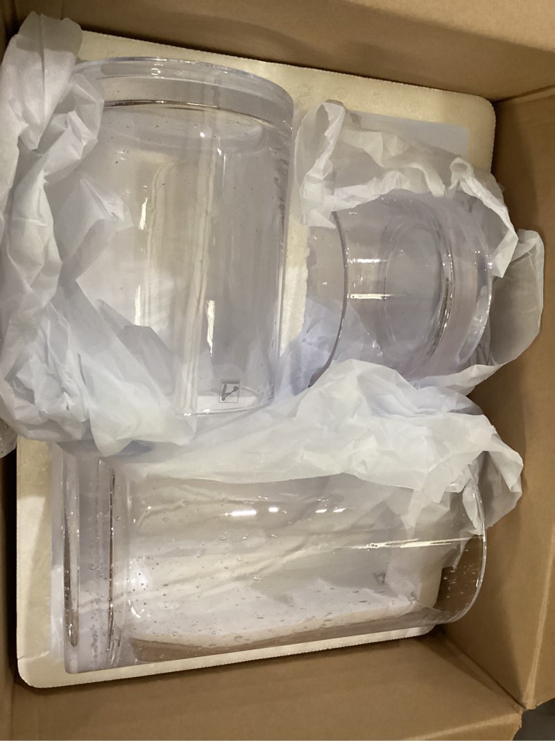Condition photo showing New/Like New for hurricane candle holders for pillar hand blown glass cylinder vases table centerpiece bulk room decor clear seeded bubbles living dining kitchen island 10" 7" 4" set of 3 bubbles clear h10", h7", h4" set of 3