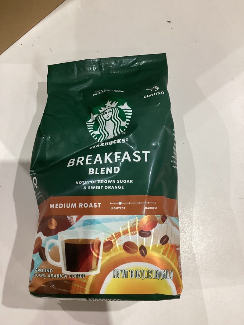 Condition photo showing New/Like New for Starbucks Ground Coffee, Medium Roast Coffee, Breakfast Blend, 100% Arabica, 1 bag (18 oz) Breakfast 18 Ounce (Pack of 1)