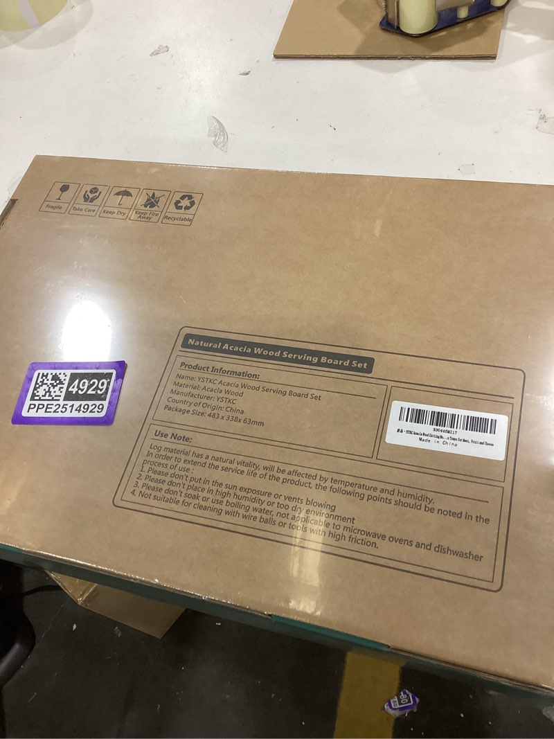 Condition photo showing New/Like New for YSTKC Acacia Wood Cutting Board Set of 3 for Kitchen, Thick Chopping Board, Large Wooden Cutting Board Set with Deep Juice Groove Butcher Block, Wooden Trays for Meat, Fruit and Cheese