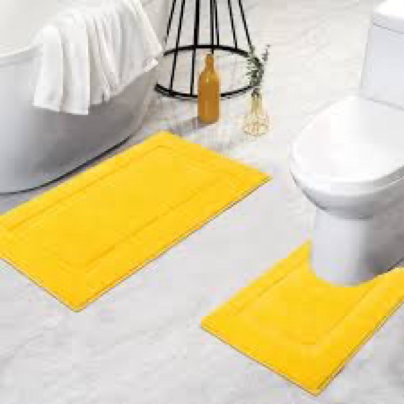 buganda bathroom mat set, 2 piece memory foam bath mat and u-shaped toilet rug, machine wash dry, so