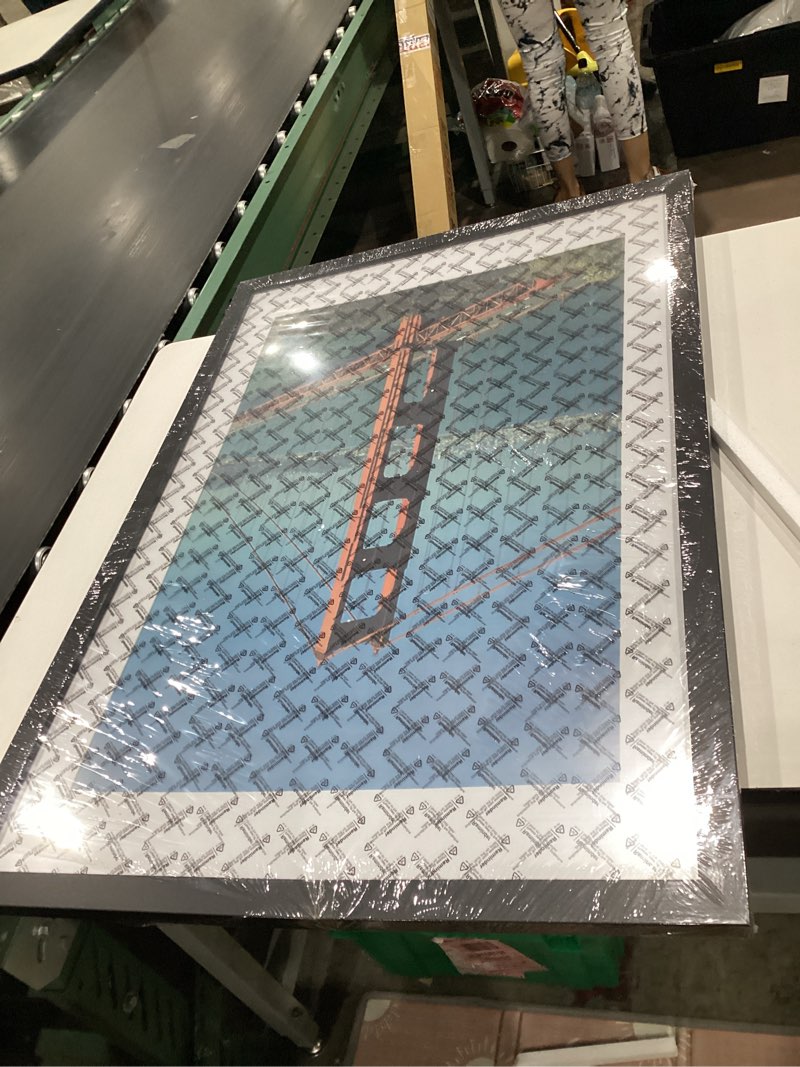 Condition photo showing As Is for pealsn 24x36 poster frame, display pictures 20 x 30 with mat or 24 x 36 without mat, poster frames 24 x 36 inches for wall mounting display, black. black 24x36