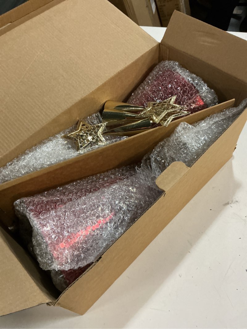 Condition photo showing Good Condition for Red Gold Silver Glass Trees Set of 6, 17" 15" 13" Small Tabletop Christmas Tree Handmade Disco Decor for Xmas Table Party Centerpiece Decoration 6PCS Red