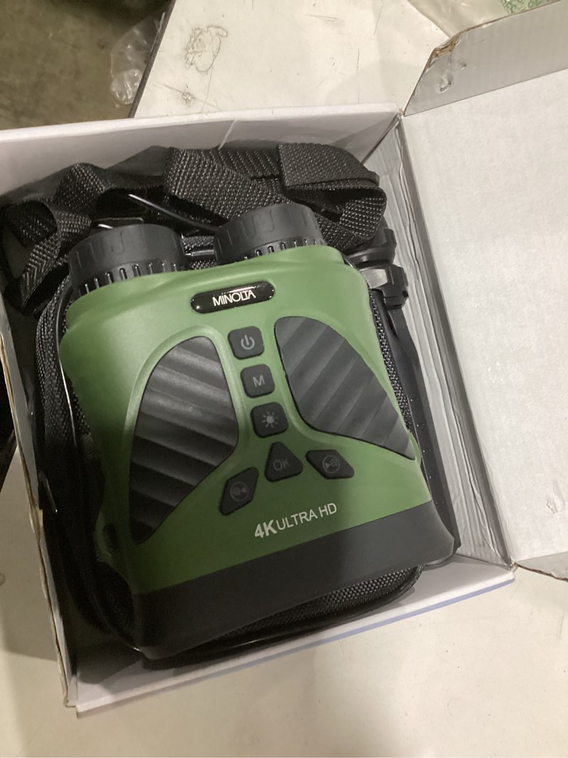 Condition photo showing As Is for minolta 10x25 digital night vision monocular w/built-in 4k hd video camera (green)