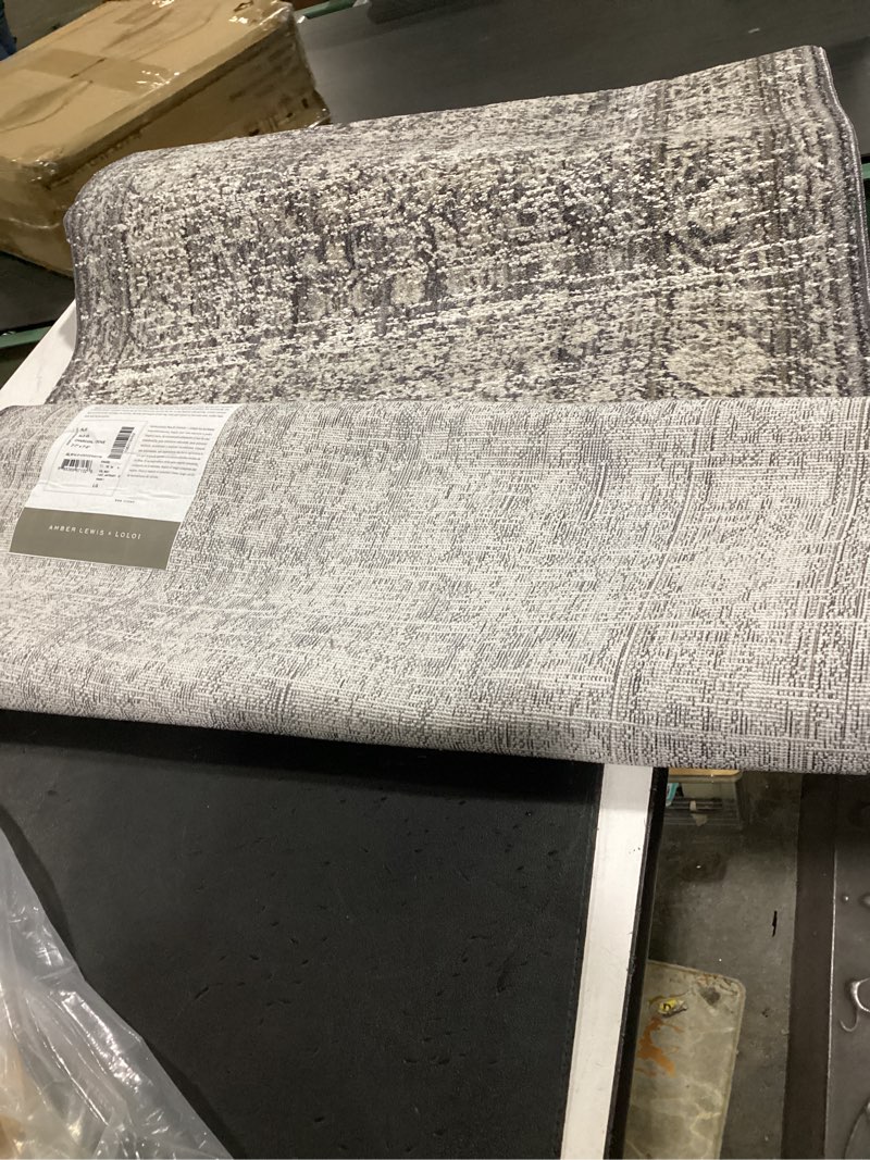 Condition photo showing Good Condition for loloi amber lewis alie collection ale-03 charcoal/dove 2'-7'' x 7'-9'', .13'' pile height, runner rug charcoal / dove 2' x 7' (rectangular)