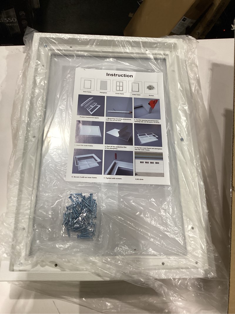 Condition photo showing New/Like New for neatiease 4 pcs garage door windows, replacement vinyl windows inserts kit with uv resistant resin glass for exterior garage doors (clear design)