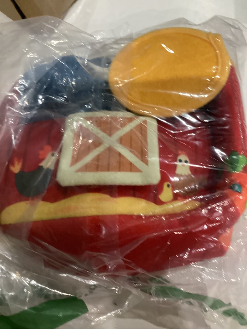 Condition photo showing As Is for hahaland Baby Toys 6-12 Months - Surprise Barn Stuffed Farm Animals, Rattle, Crinkle, Mirror, Montessori Toys for 6 Month Old Sensory Balls 1-3 Plush Toy Girl Boy Gifts Baby Easter Basket Stuffers