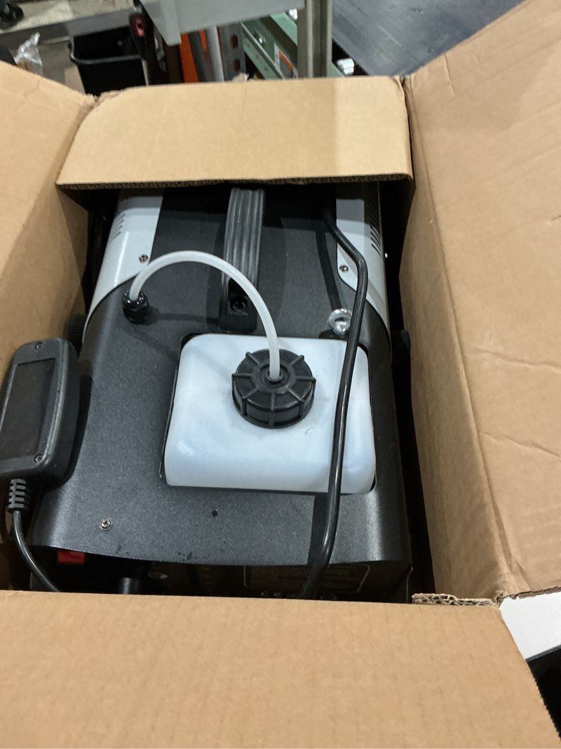 Condition photo showing As Is for fog machine 1500w with wireless remote & wired control – professional high output smoke machine for stage, halloween, parties, concerts, theatre bf-04/1500w